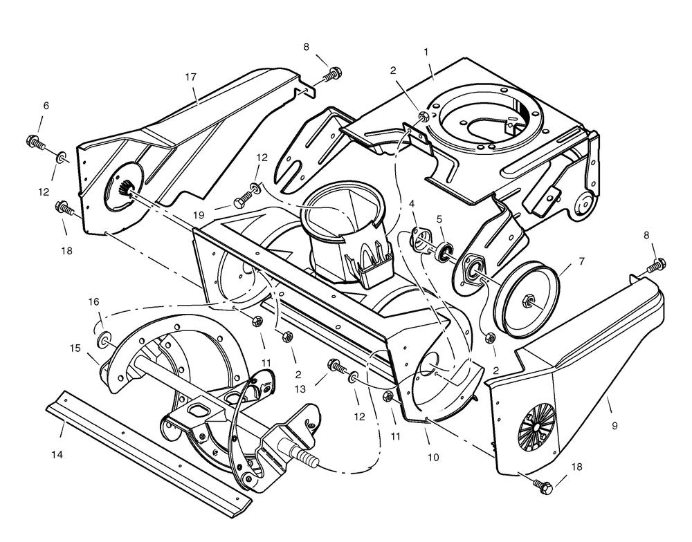 Auger Components Diagram and Parts List for 621401X112NB-18-2816-47 2006 Briggs and Stratton Snow Blower
